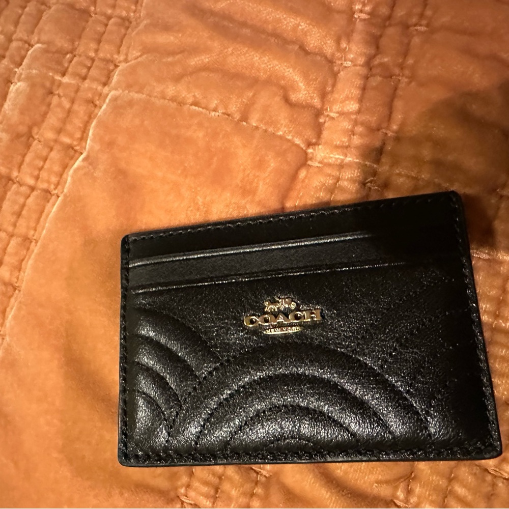 Coach Black Quilted Leather Key & Card Holder